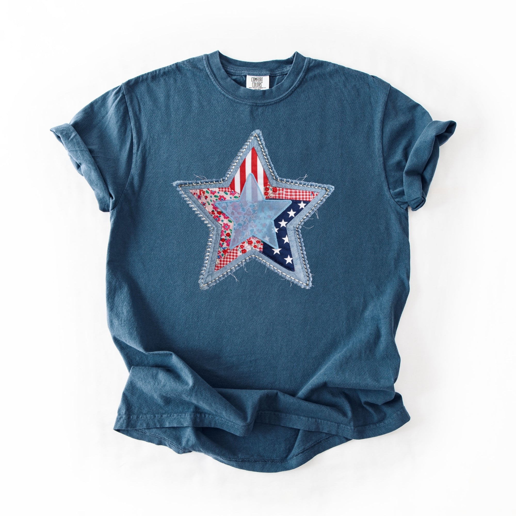 Faux Stitched USA Star
