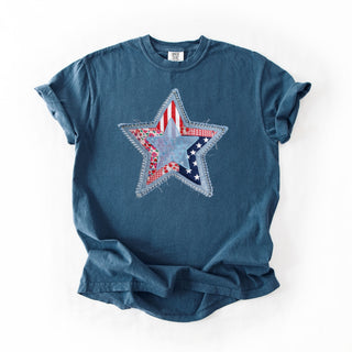 Faux Stitched USA Star