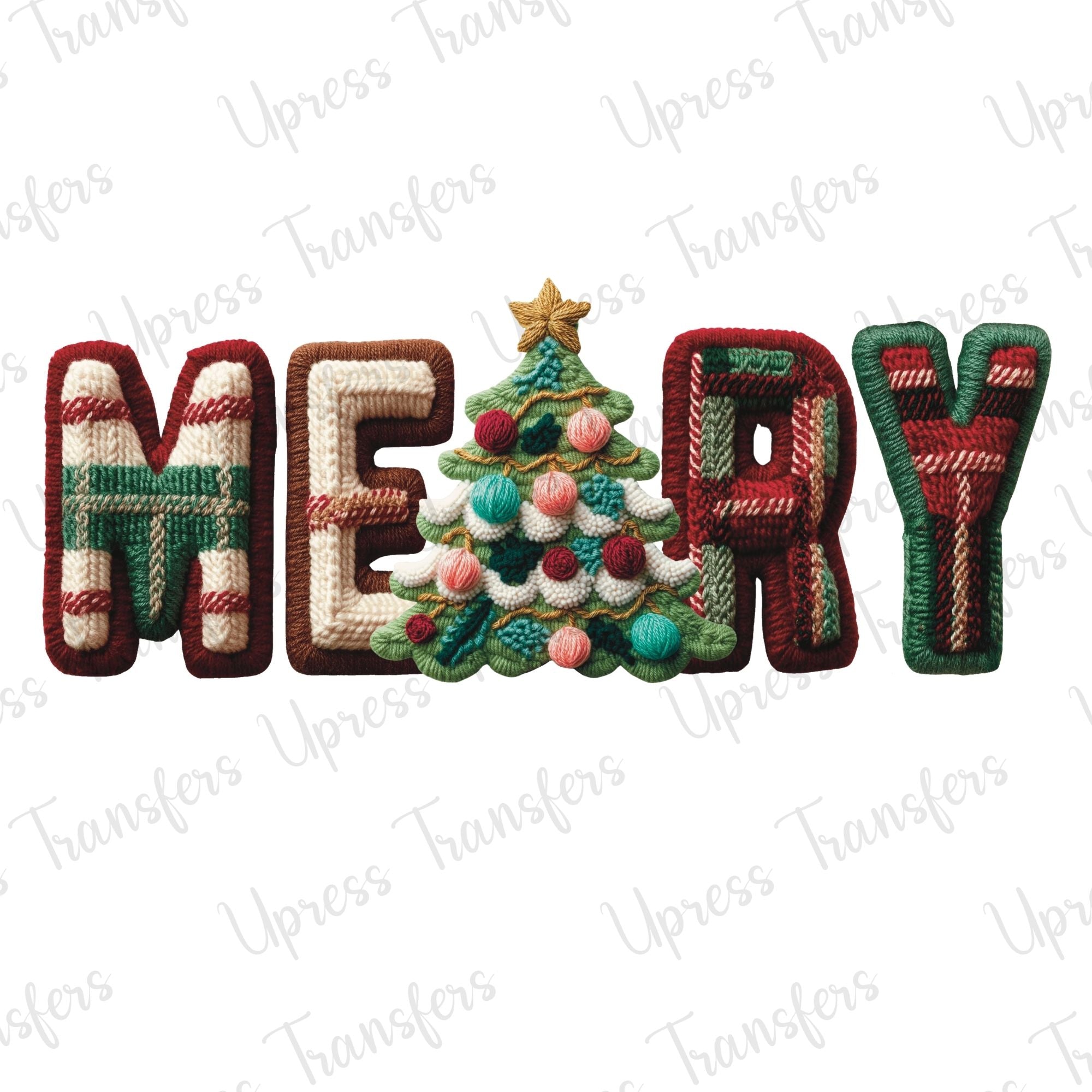 Faux Stitches Merry Middle Tree