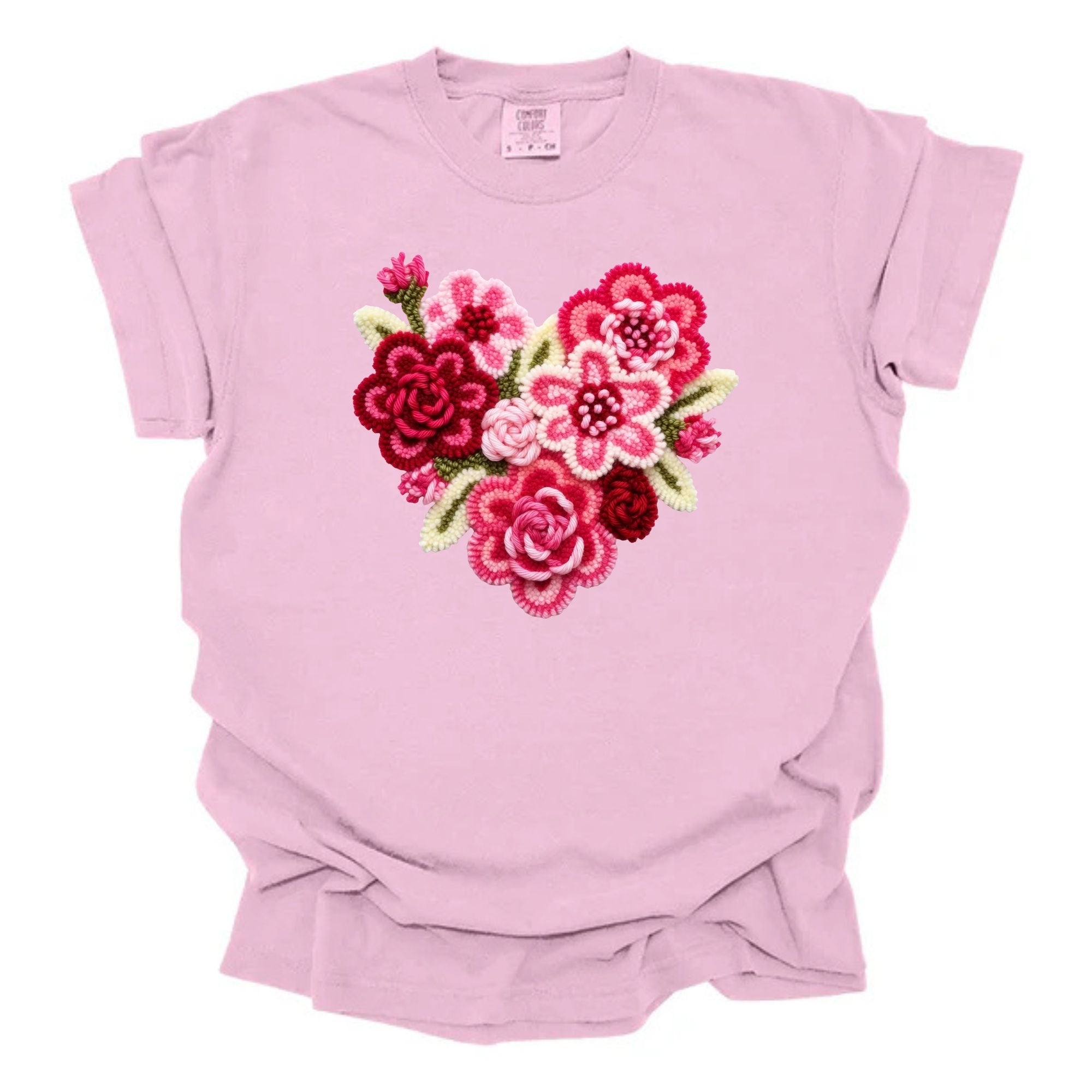 Faux Yarn Floral Heart