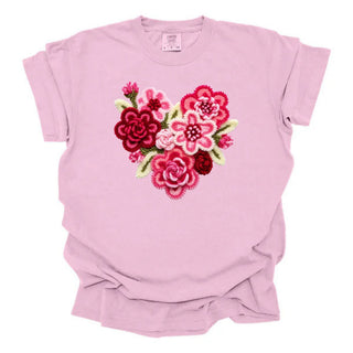 Faux Yarn Floral Heart