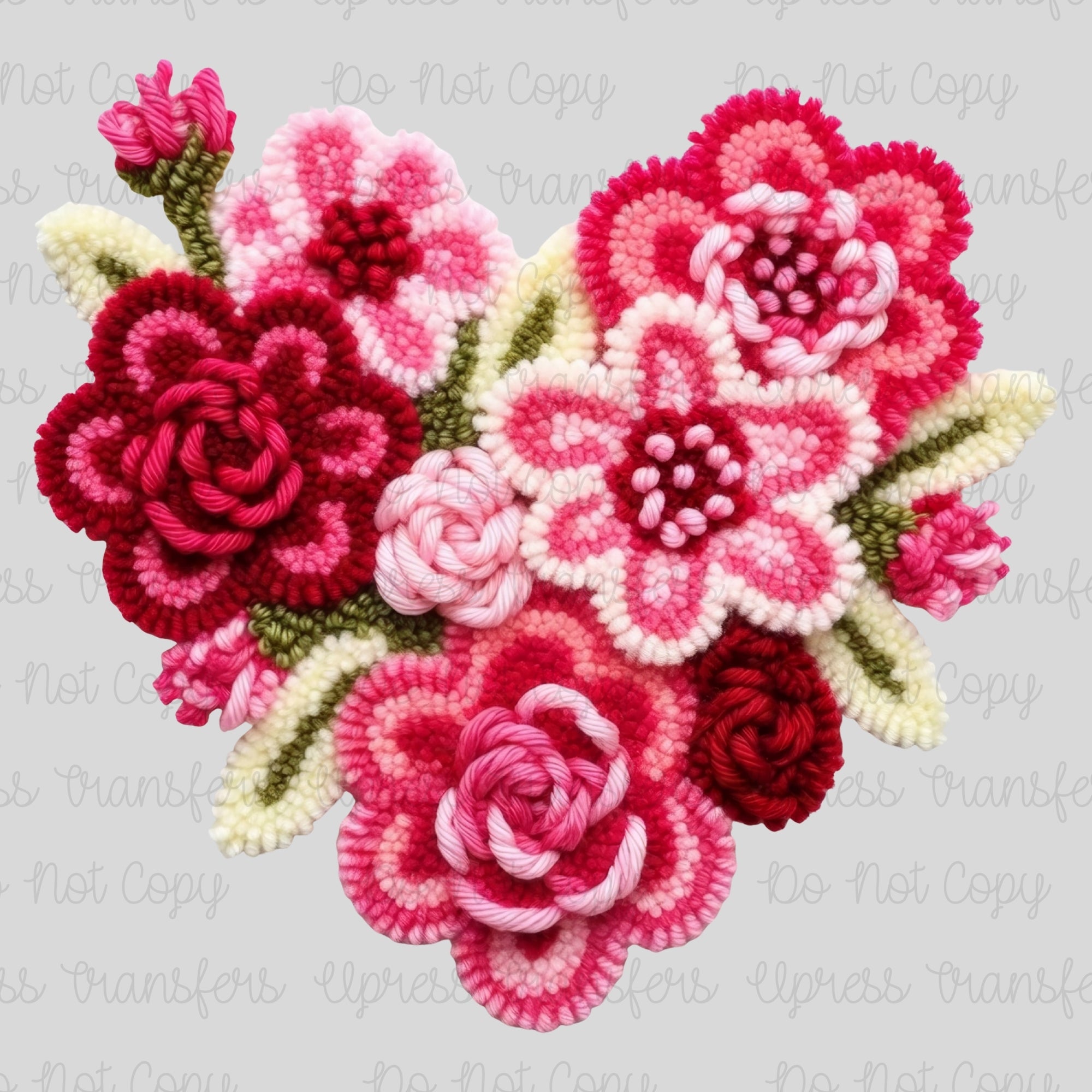 Faux Yarn Floral Heart