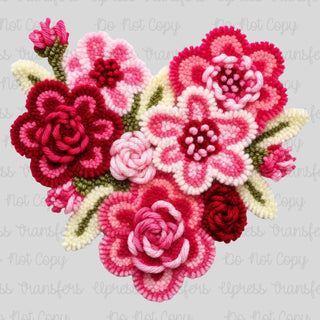 Faux Yarn Floral Heart