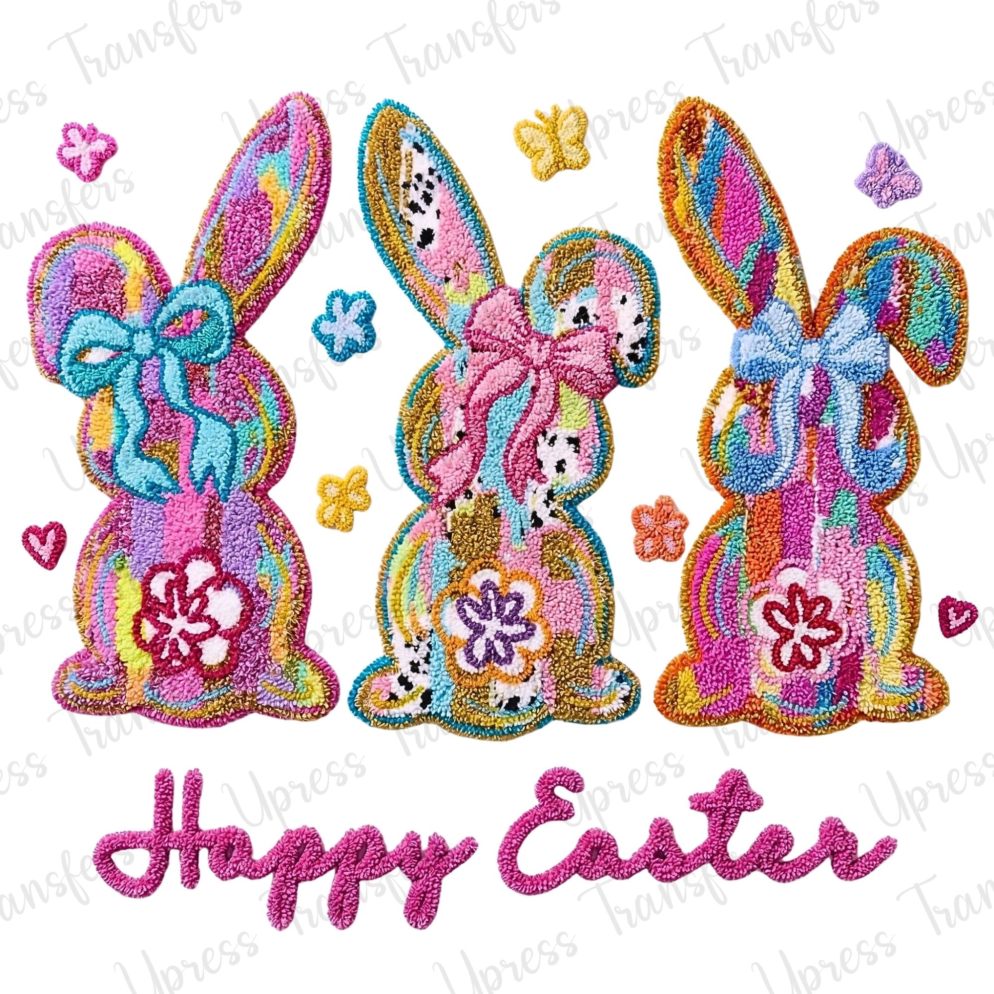 Faux Yarn Happy Easter Bunny Trio