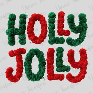 Faux Yarn Holly Jolly Red and Green
