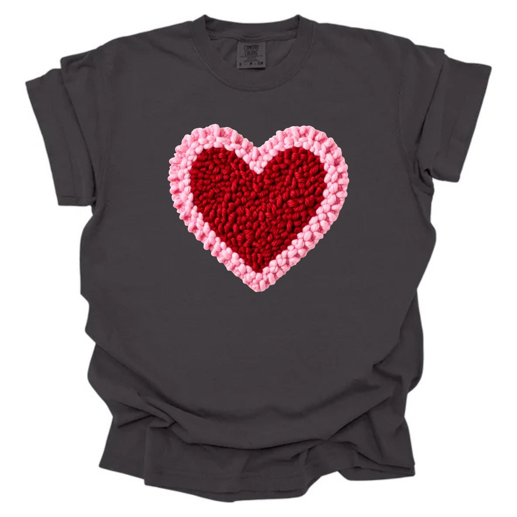 Faux Yarn Soft Pink Outlined Heart