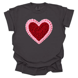 Faux Yarn Soft Pink Outlined Heart