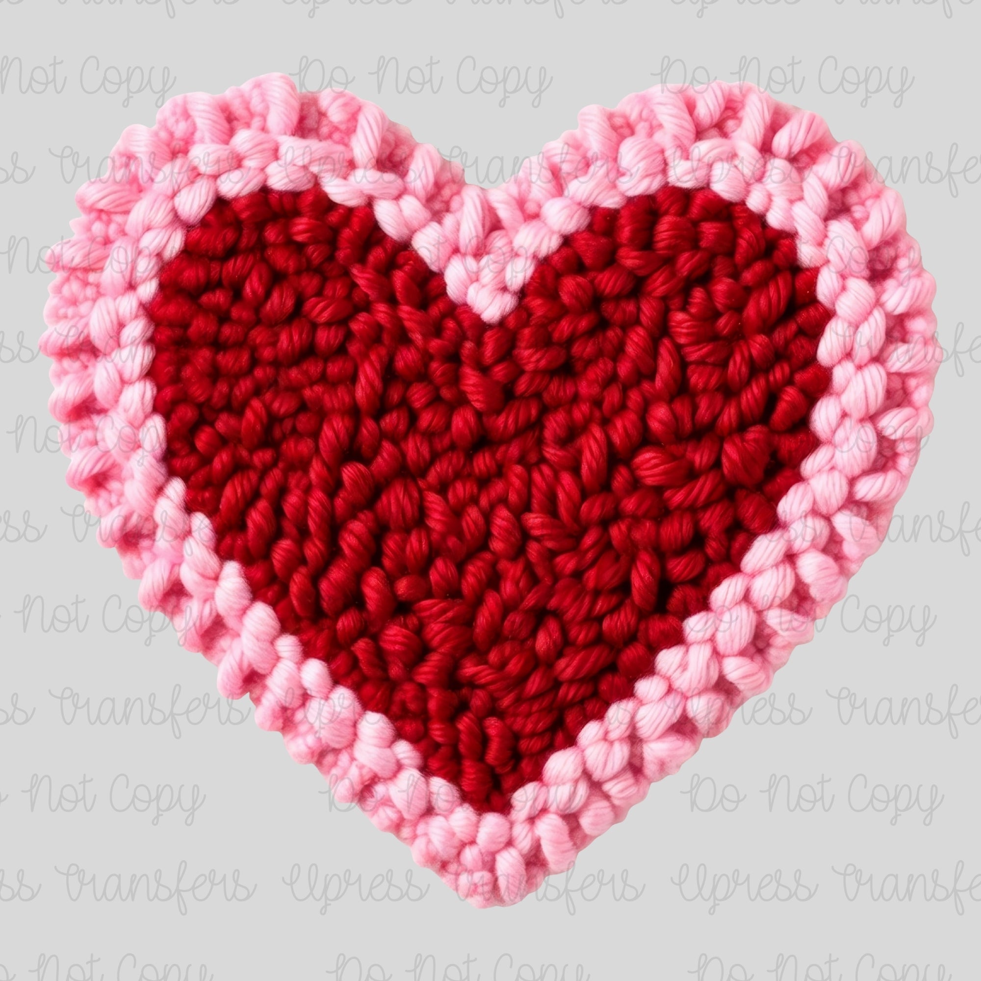 Faux Yarn Soft Pink Outlined Heart