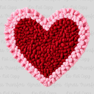 Faux Yarn Soft Pink Outlined Heart