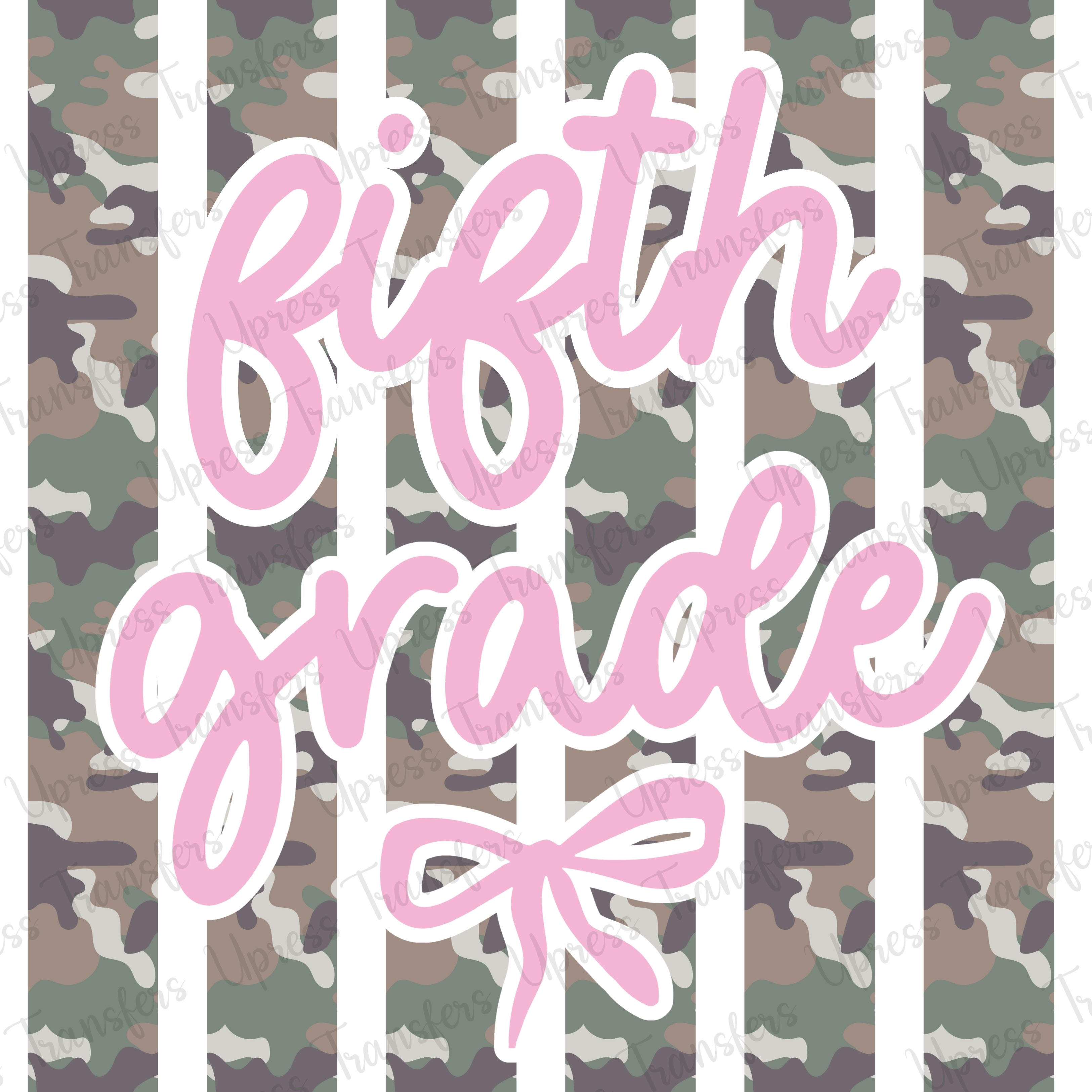 Fifth Grade Camo Stripes Bow