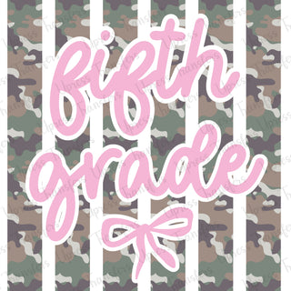 Fifth Grade Camo Stripes Bow