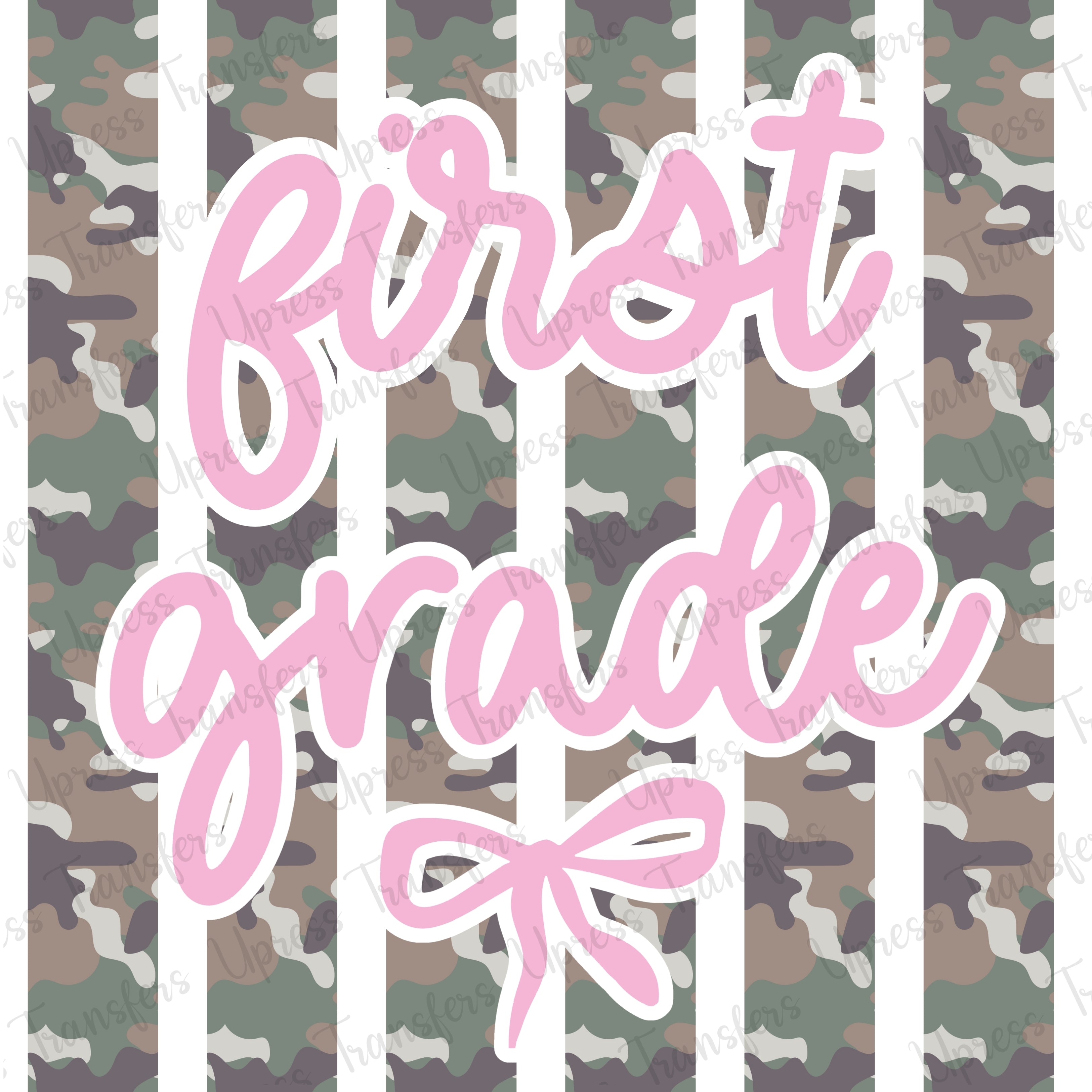 First Grade Camo Stripes Bow