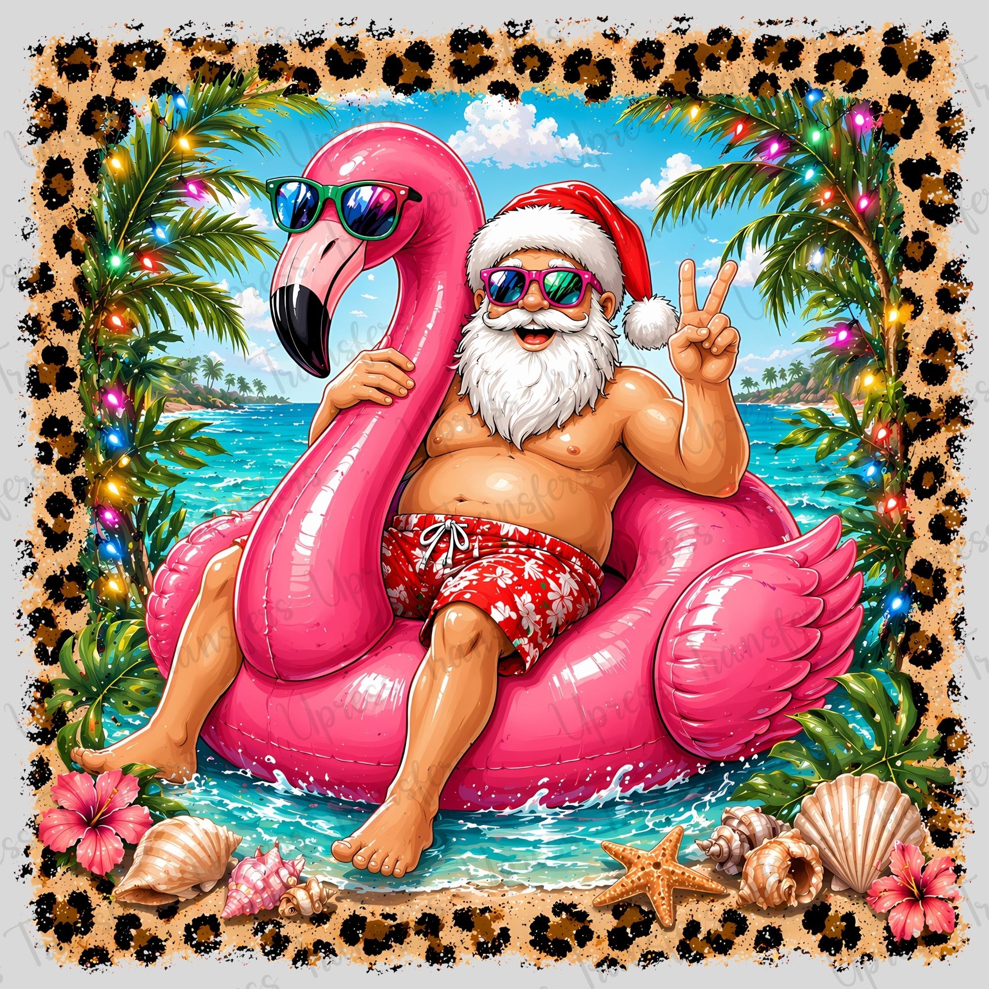 Flamingo And Santa