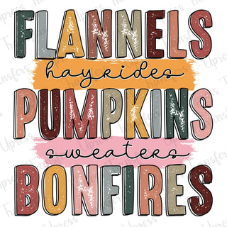 Flannels Hayrides Pumpkins Sweaters Bonfires Stacked
