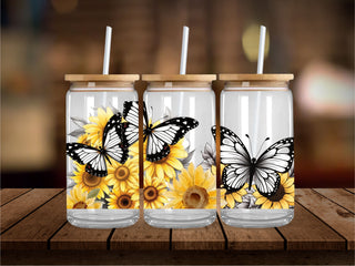 Sunflower Butterflies 16 oz UV Wrap