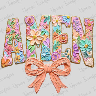 Floral Amen Bow