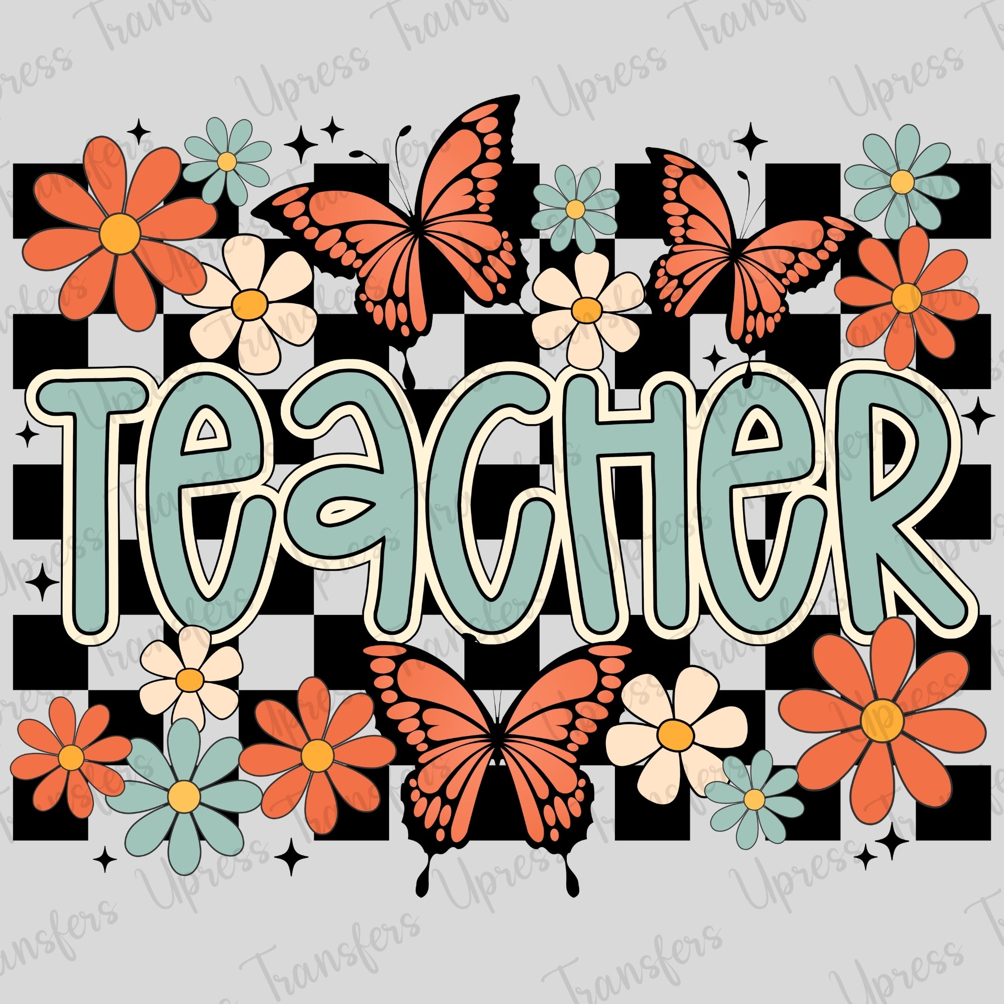Floral Checkered Teacher