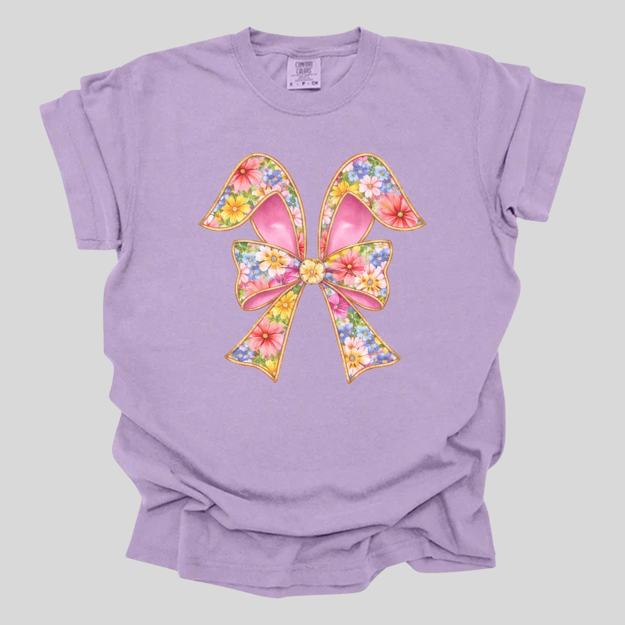 Floral Glitter Outline Bunny Ears
