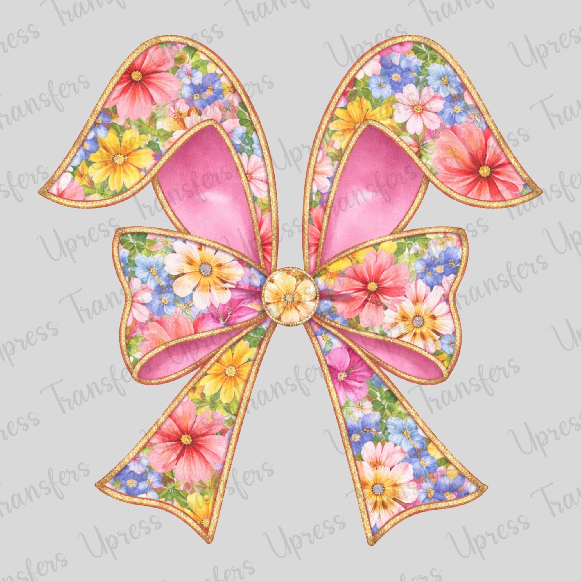 Floral Glitter Outline Bunny Ears