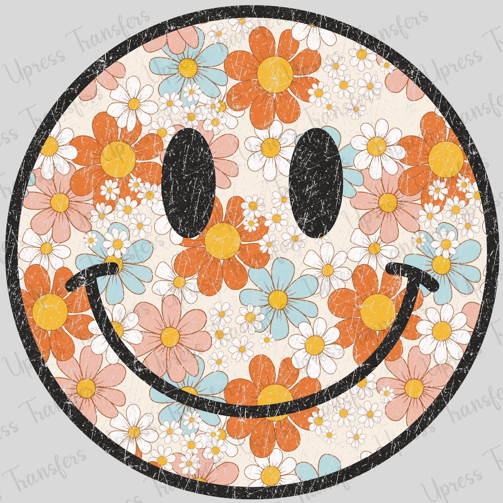 Floral Smiley Distressed