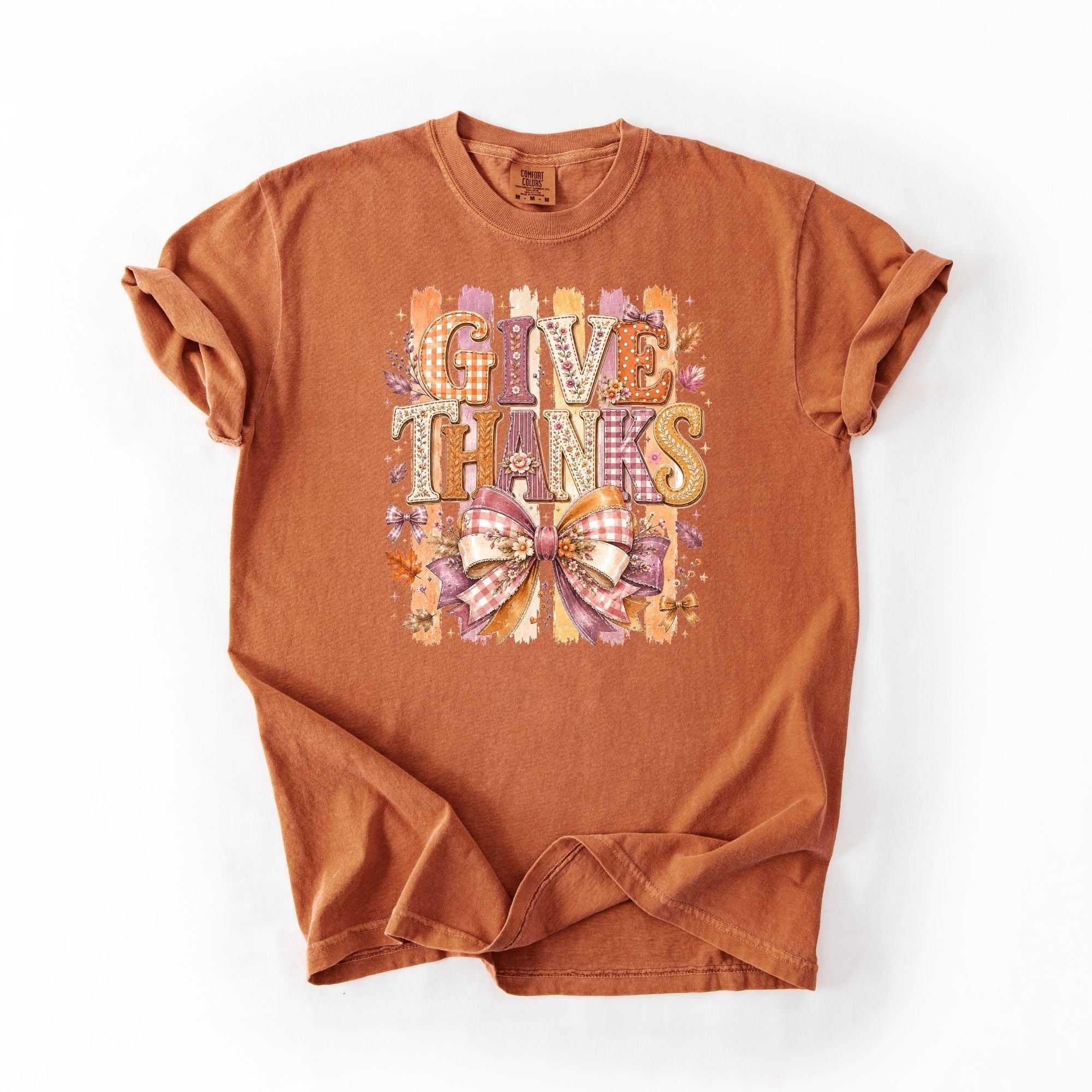 Floral Give Thanks Plaid Bow