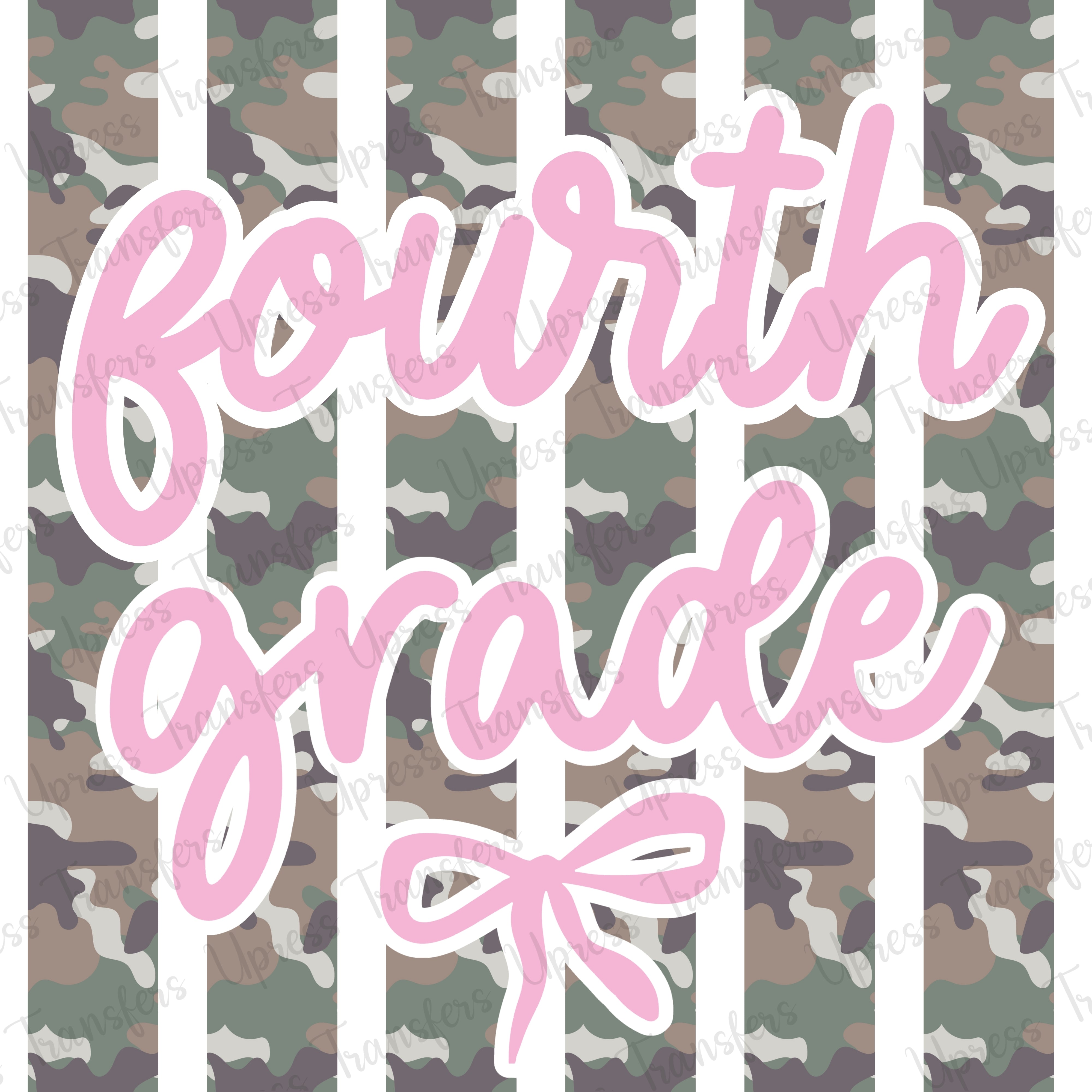 Fourth Grade Camo Stripes Bow