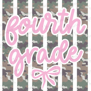 Fourth Grade Camo Stripes Bow