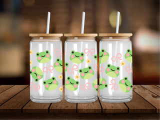 Frogs Bows and Flowers 16 Oz Wrap
