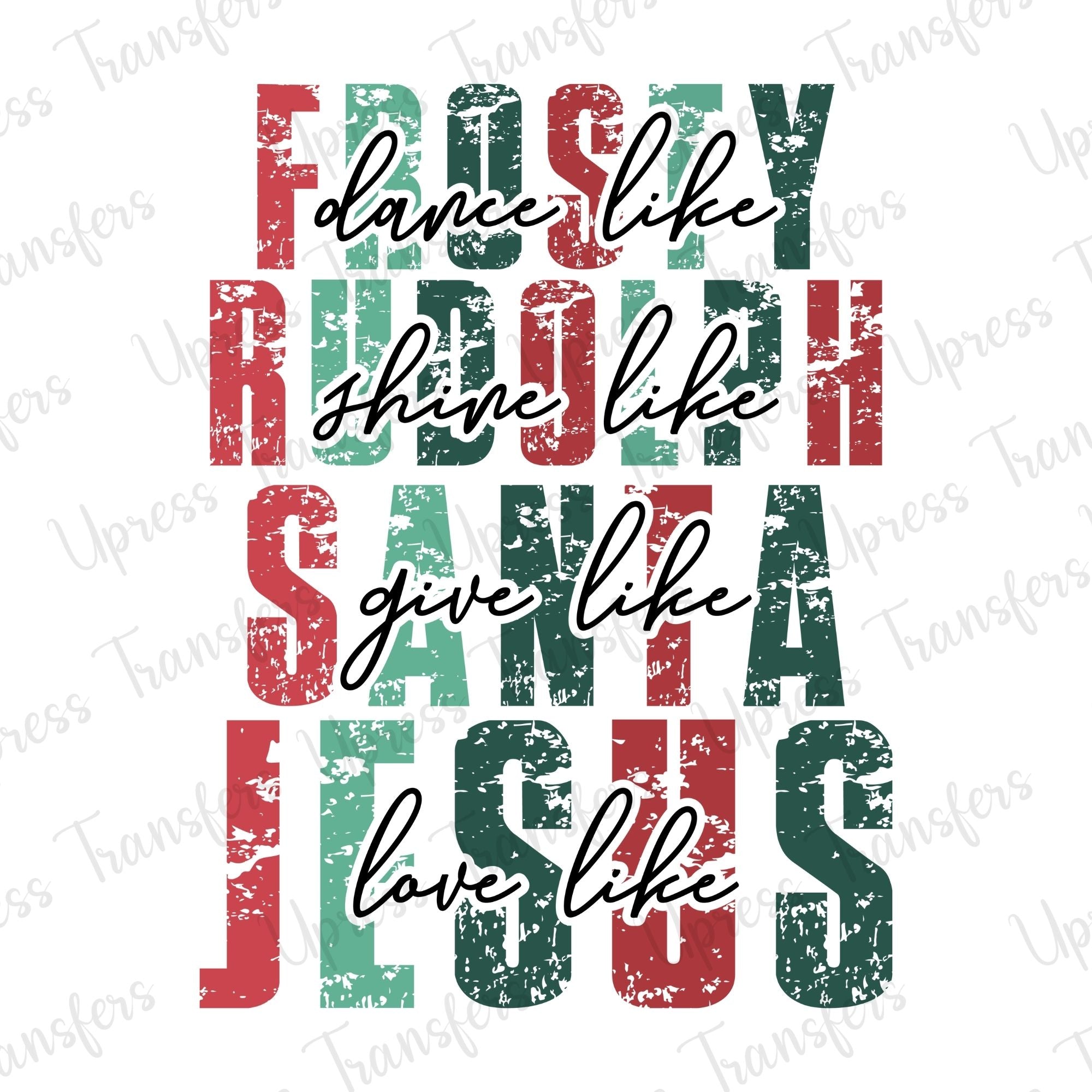 Frosty Rudolph Santa Jesus Distressed