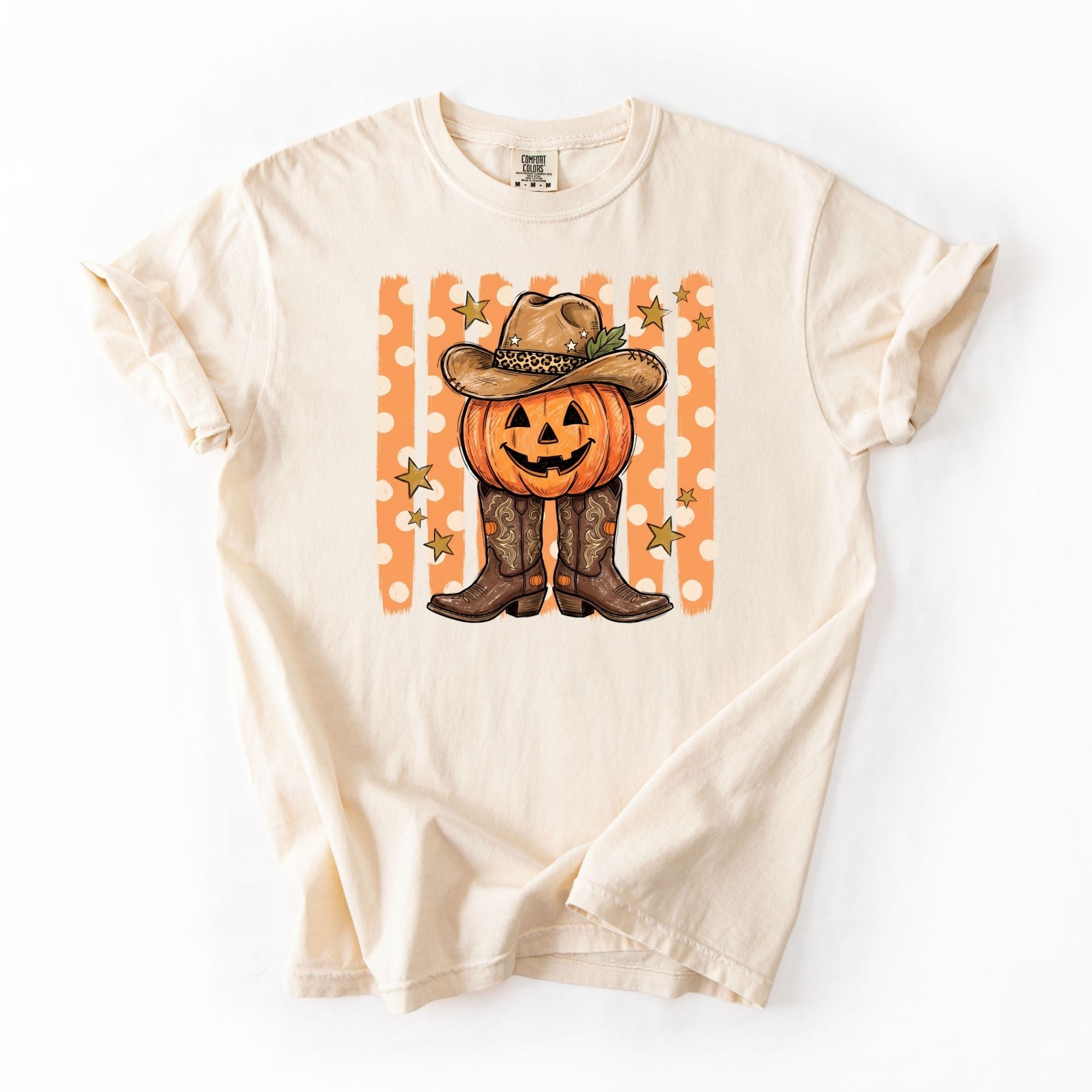 Funny Pumpkin In Boots Stripes