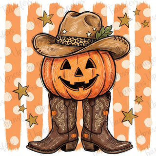 Funny Pumpkin In Boots Stripes