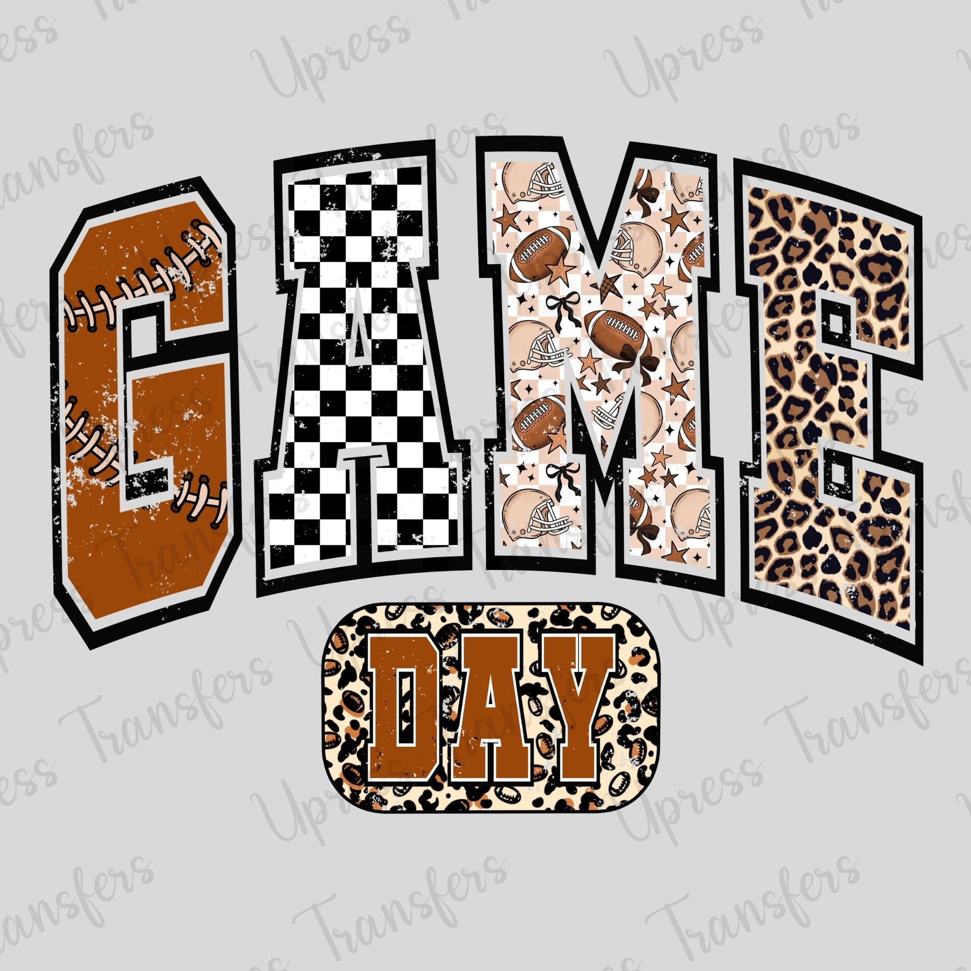 Game Day Trendy Patterned Varsity Letters