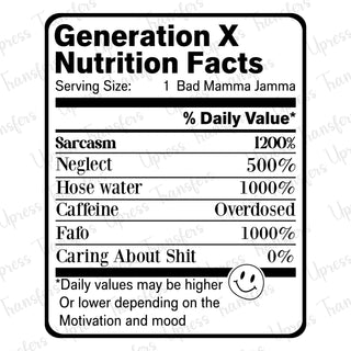 Gen X Nutrition Facts