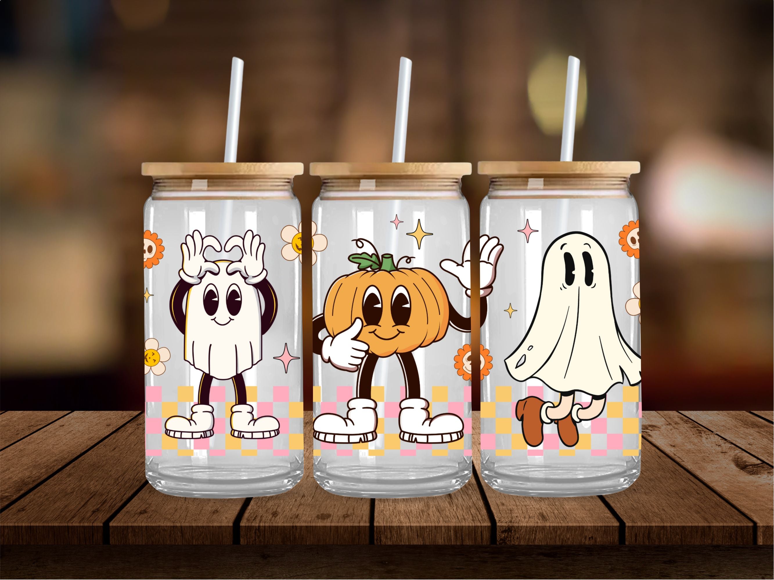Ghost Trio and Pumpkin 16 Oz Wrap