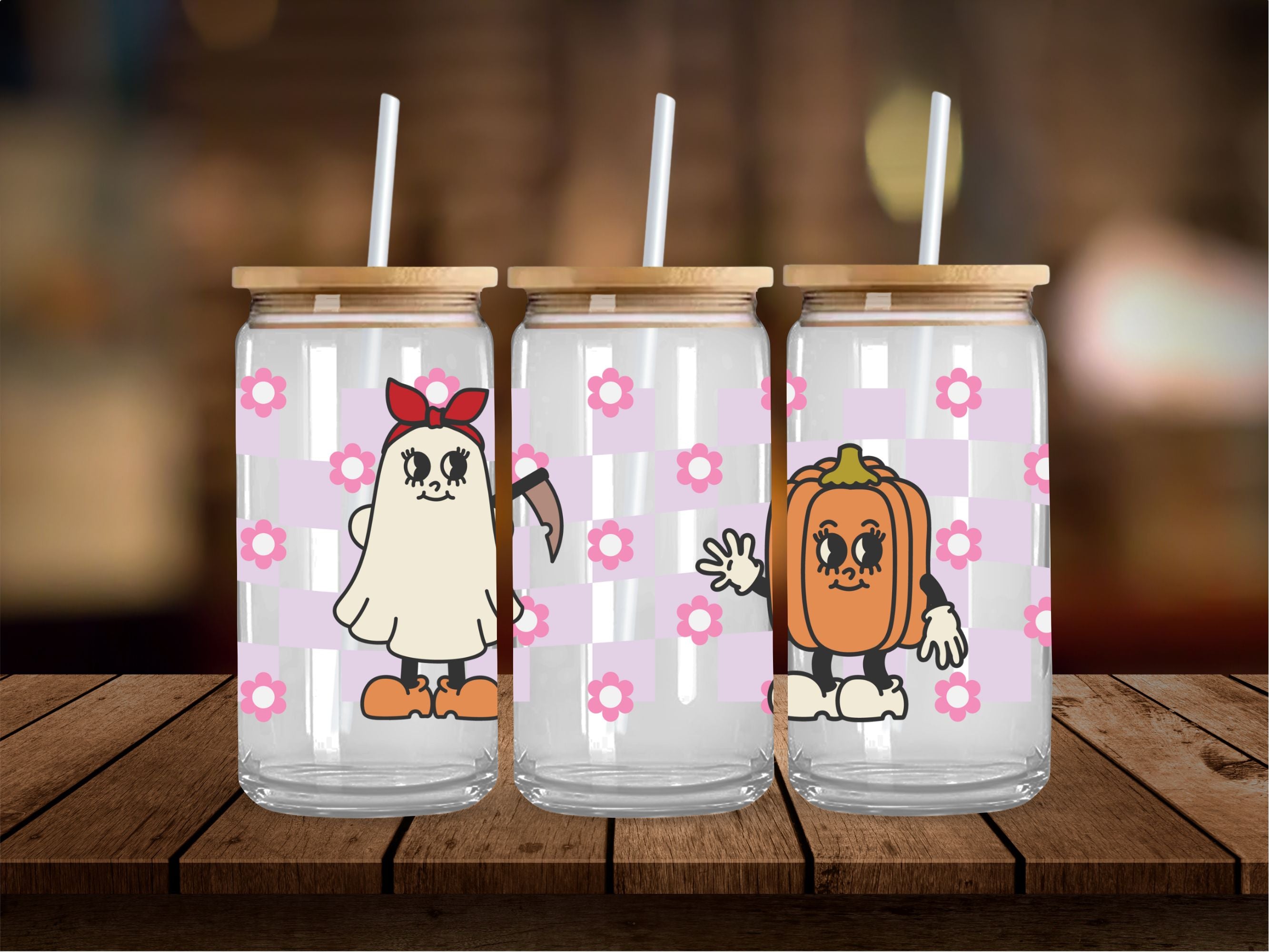 Ghost and Pumpkin Duo 16 Oz Wrap