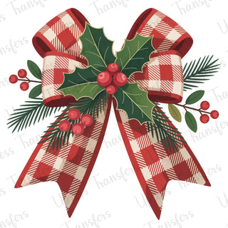 Gingham Red Mistletoe Bow