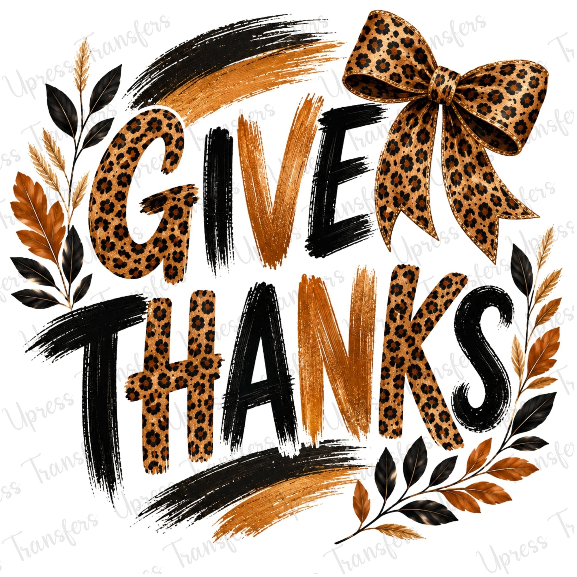 Give Thanks Cheetah Bow Print