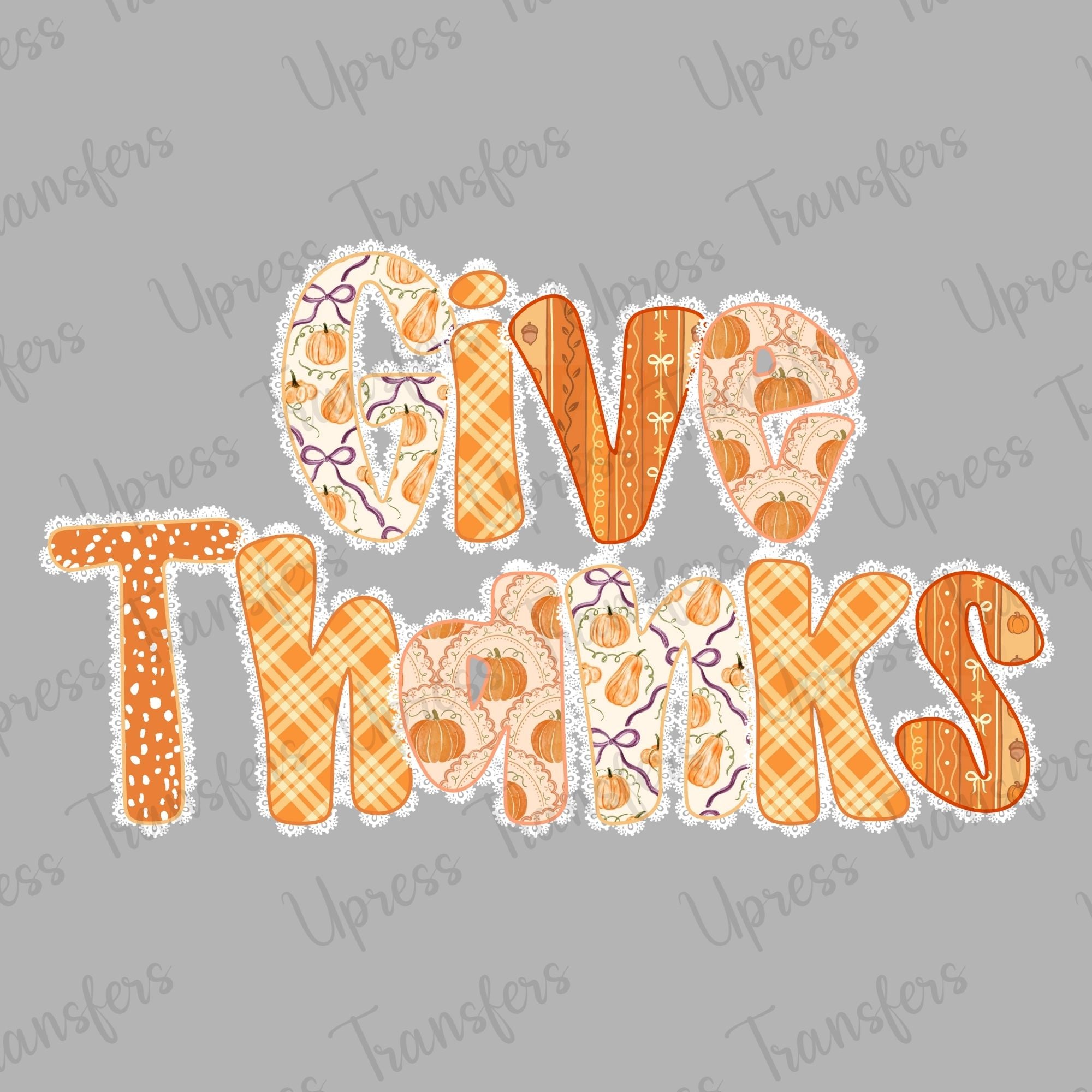 Give Thanks Fall Patterns White Lace
