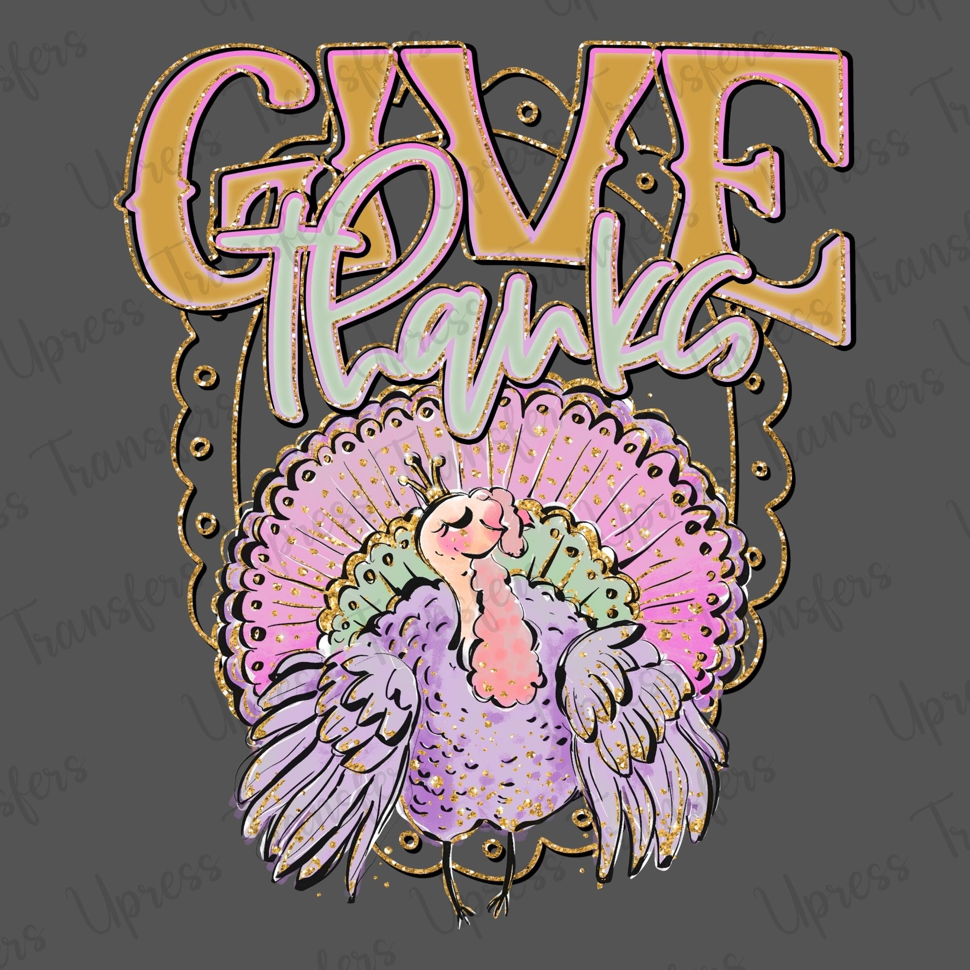 Give Thanks Glitter Preppy Glitter Turkey