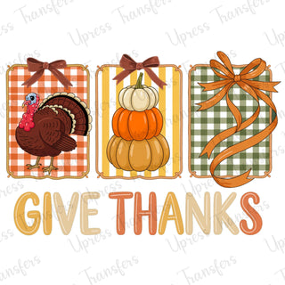 Give Thanks Turkey Pumpkins Bow