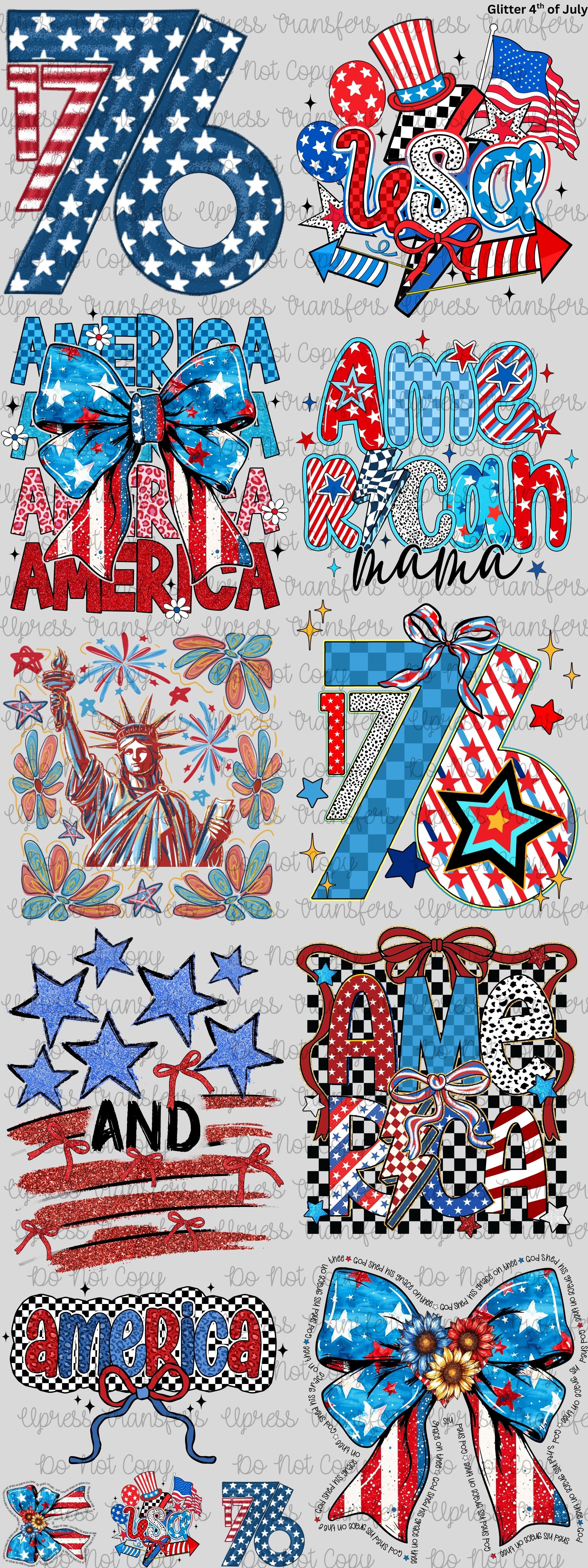 Glitter 4th Of July Glitter Gang Sheet