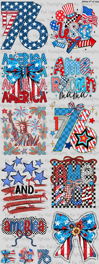 Glitter 4th Of July Glitter Gang Sheet