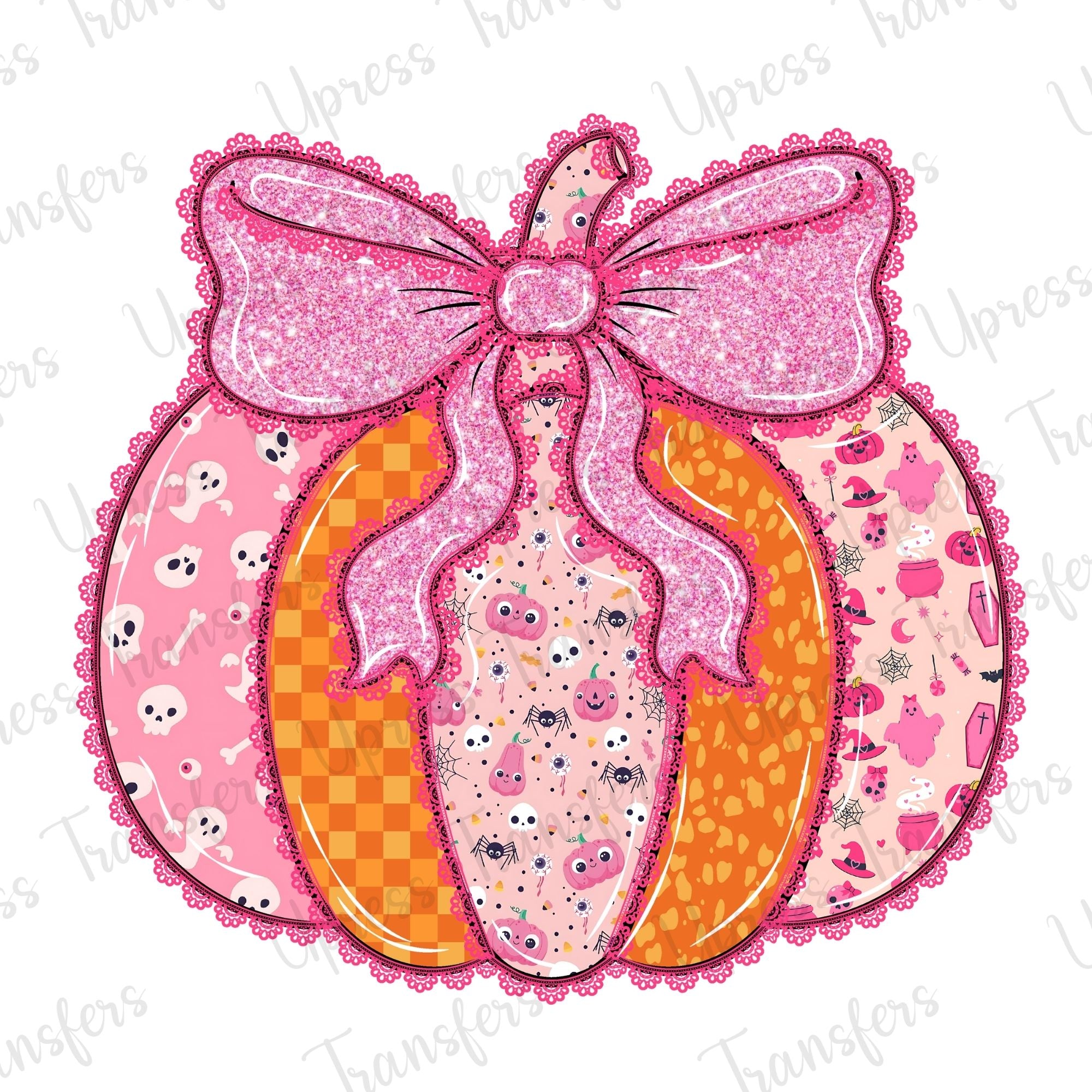 Glitter Bow Patterned Pumpkin