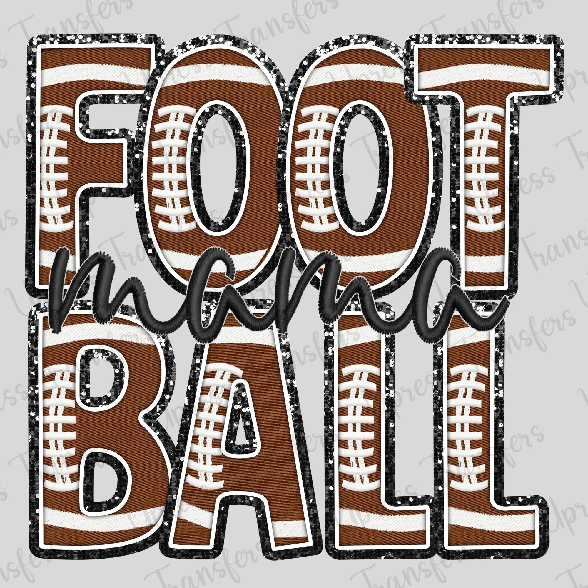 Glitter Outline Football Mama
