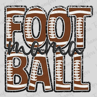 Glitter Outline Football Mama