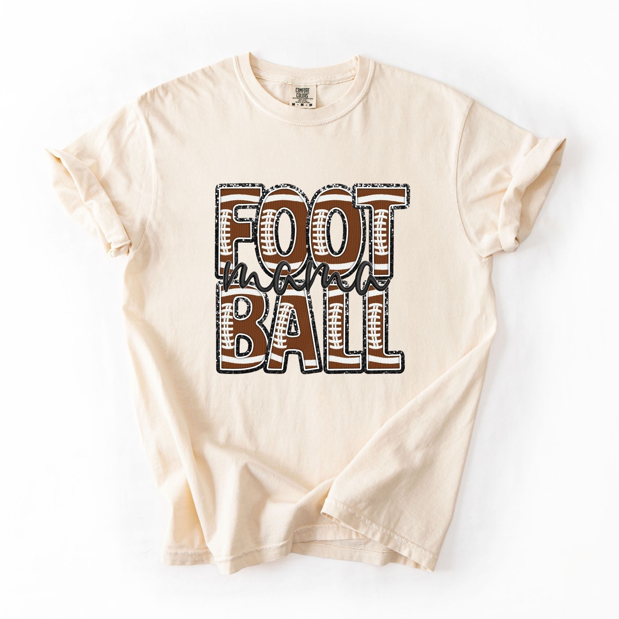 Glitter Outline Football Mama