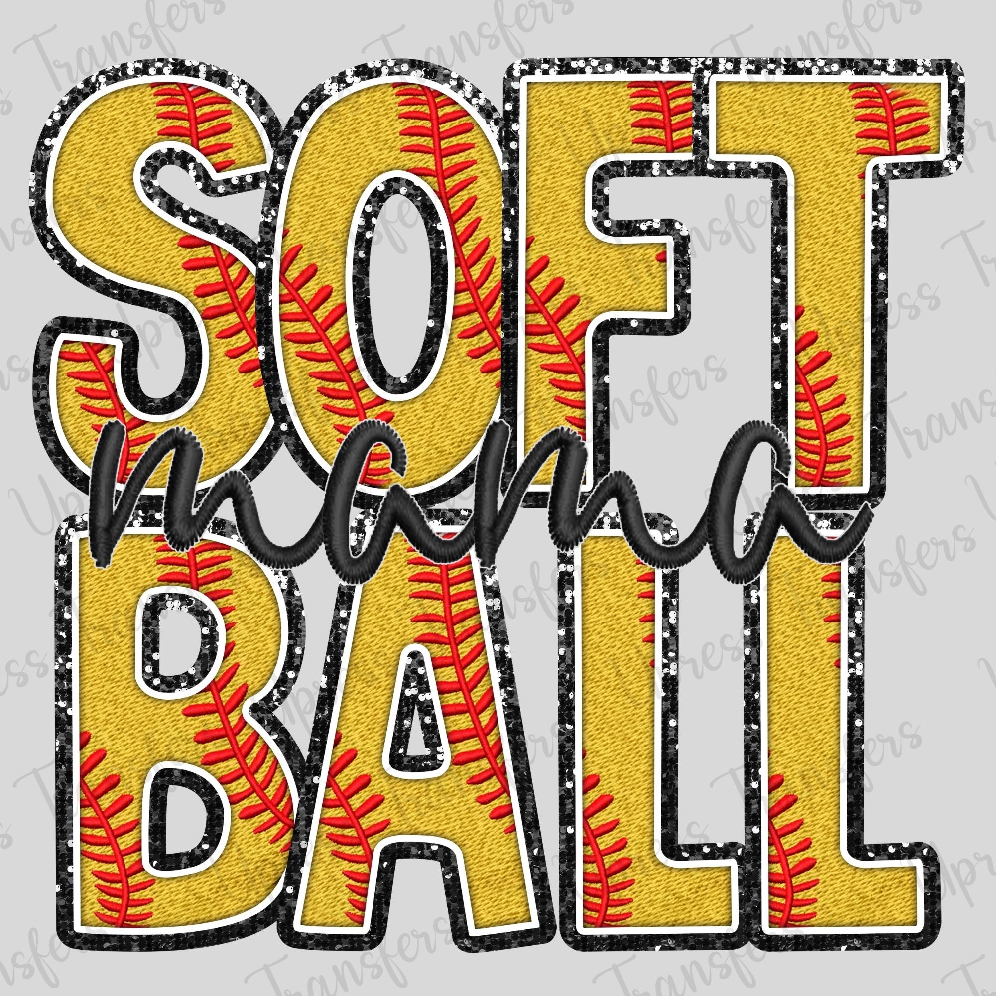 Glitter Outlined Softball Mama