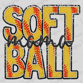 Glitter Outlined Softball Mama