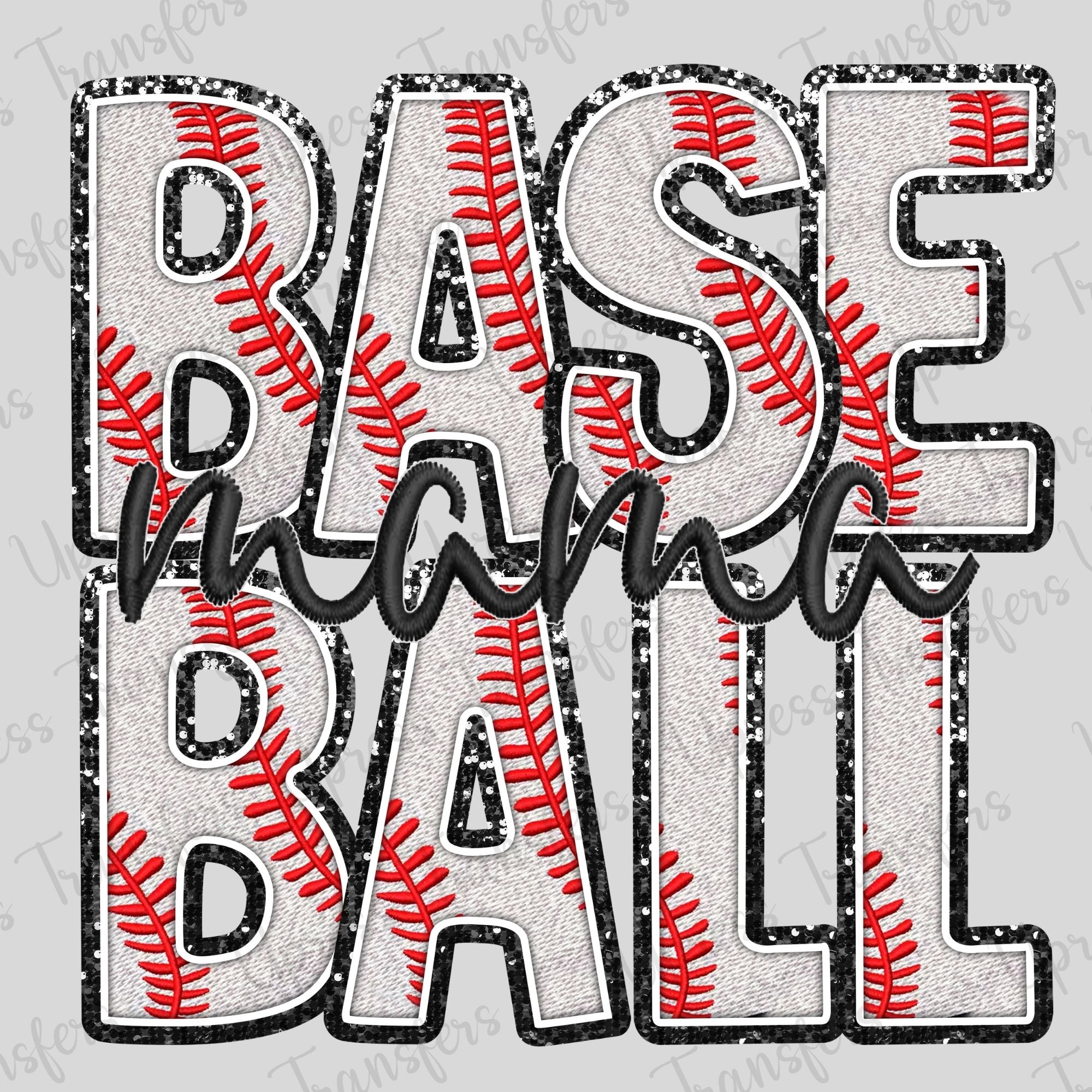 Glitter Outlines Baseball Mama