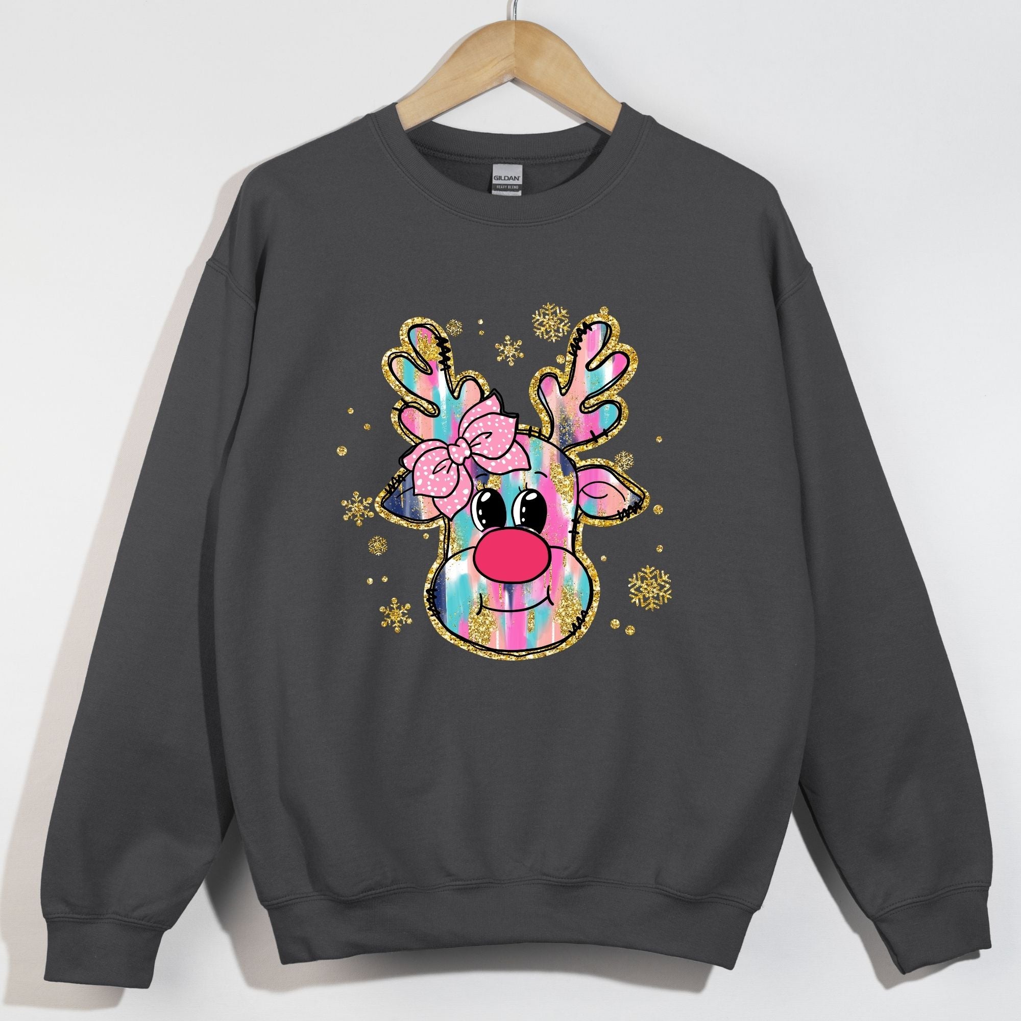 Glitter Preppy Brushstroke Reindeer